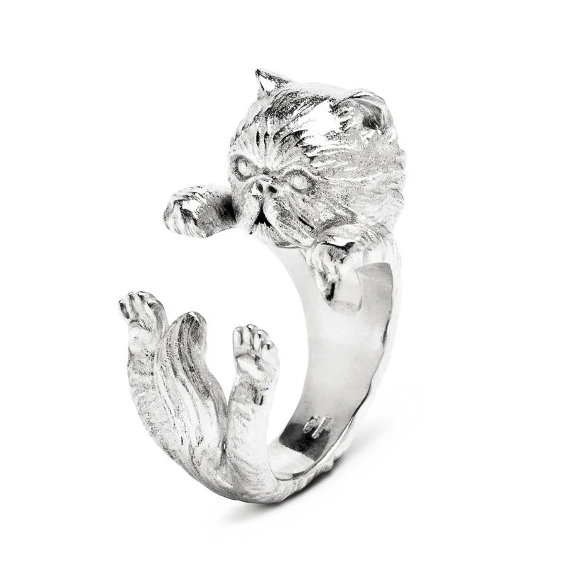 Cat Fever Sterling Silver Persian Hug Ring