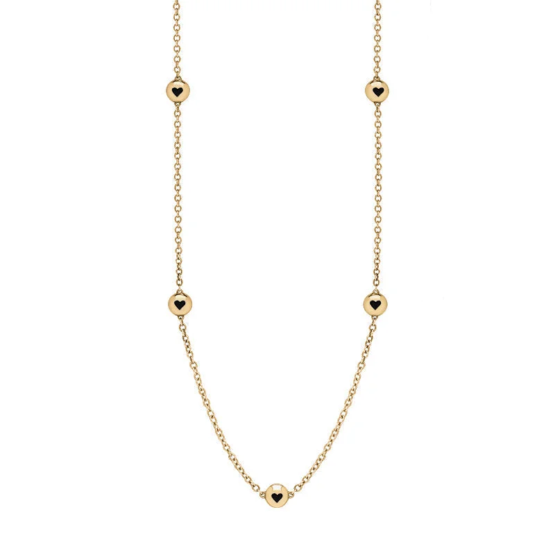 chain necklaces for boys accessories18ct Yellow Gold Whitby Jet Heart Link Disc Chain Necklace chain necklaces for boys accessories18ct Yellow Gold Whitby Jet Heart Link Disc Chain Necklace