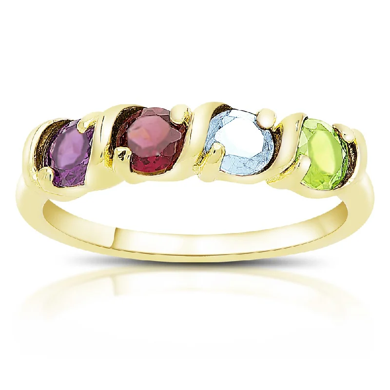 Topaz Gemstone Rings in 10K Gold with a Channel - Set Design for a Contemporary and Durable OptionDolce Giavonna Gold Over Sterling Silver Round Gemstone Four Stone Ring Topaz Gemstone Rings in 10K Gold with a Channel - Set Design for a Contemporary and Durable OptionDolce Giavonna Gold Over Sterling Silver Round Gemstone Four Stone Ring