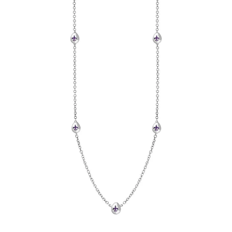 Figaro chain necklaces features18ct White Gold Blue John Fleur De Lis Link Disc Chain Necklace Figaro chain necklaces features18ct White Gold Blue John Fleur De Lis Link Disc Chain Necklace