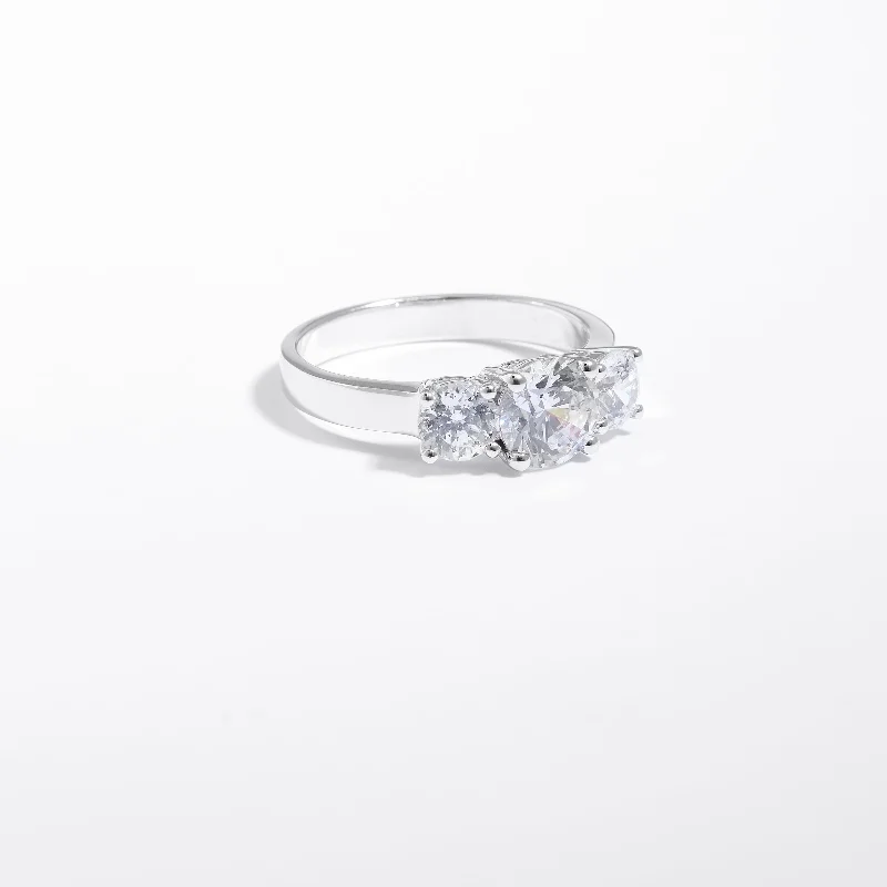 18K White Gold Classic Round - Cut Diamond Wedding Bands for a Timeless and Elegant LookSterling Silver Zirconia Round Trilogy Ring 18K White Gold Classic Round - Cut Diamond Wedding Bands for a Timeless and Elegant LookSterling Silver Zirconia Round Trilogy Ring
