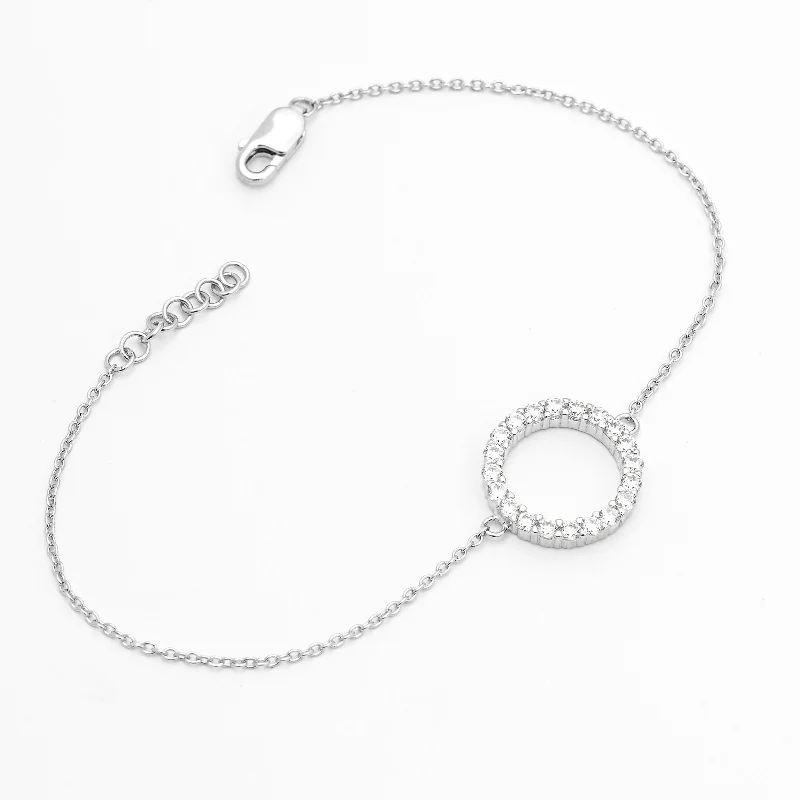 Sterling Silver Zirconia Open Circle Bracelet