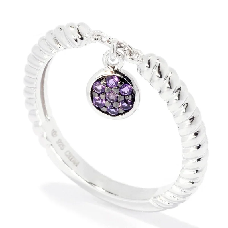 Tourmaline Gemstone Rings in 18K Two - Tone Gold with a Floral - Shaped Setting for a Feminine TouchSterling Silver Round Amethyst Dangle Charm Stack Band Ring Tourmaline Gemstone Rings in 18K Two - Tone Gold with a Floral - Shaped Setting for a Feminine TouchSterling Silver Round Amethyst Dangle Charm Stack Band Ring