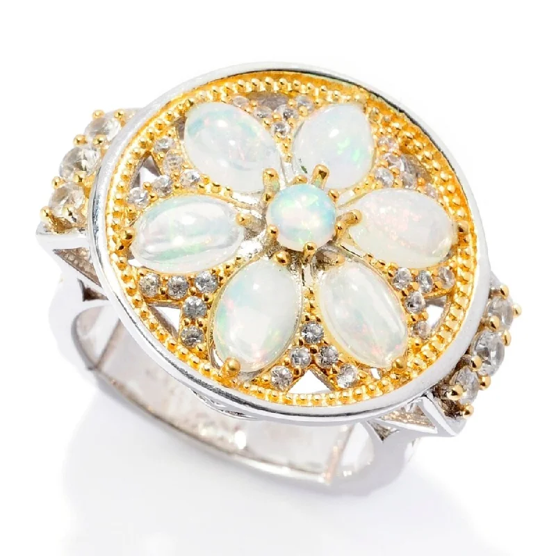 Malachite Gemstone Rings in 14K Gold with a Carved Stone for a Unique and Artistic AppealSterling Silver Two-tone Ethiopian Opal & White Zircon Flower Ring Malachite Gemstone Rings in 14K Gold with a Carved Stone for a Unique and Artistic AppealSterling Silver Two-tone Ethiopian Opal & White Zircon Flower Ring