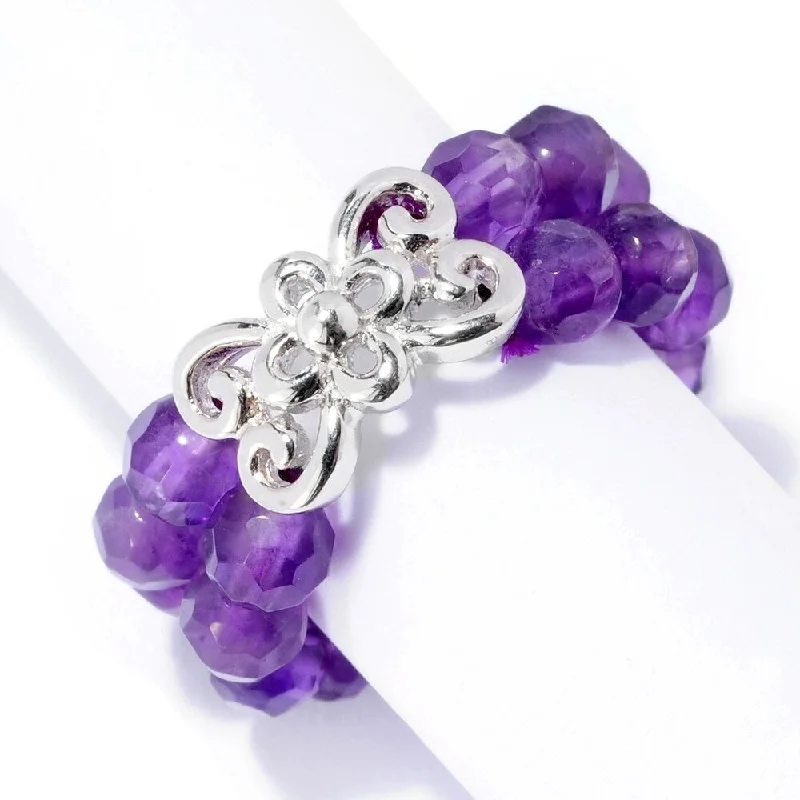 Amethyst Gemstone Rings in Sterling Silver with a Halo of Cubic Zirconia for a Budget - Friendly LuxurySterling Silver Gemstone Two-Strand Beaded Stretch Midi/Toe Ring Amethyst Gemstone Rings in Sterling Silver with a Halo of Cubic Zirconia for a Budget - Friendly LuxurySterling Silver Gemstone Two-Strand Beaded Stretch Midi/Toe Ring
