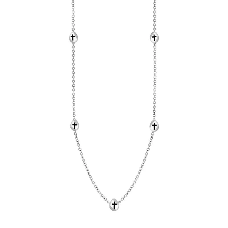 gemstone chain necklaces colors18ct White Gold Whitby Jet Cross Link Disc Chain Necklace gemstone chain necklaces colors18ct White Gold Whitby Jet Cross Link Disc Chain Necklace