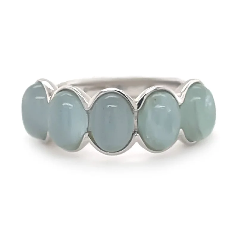 Topaz Gemstone Rings in 10K Gold with a Channel - Set Design for a Contemporary and Durable Option925 Sterling Silver Milky Aquamarine 5-Stone Ring Topaz Gemstone Rings in 10K Gold with a Channel - Set Design for a Contemporary and Durable Option925 Sterling Silver Milky Aquamarine 5-Stone Ring