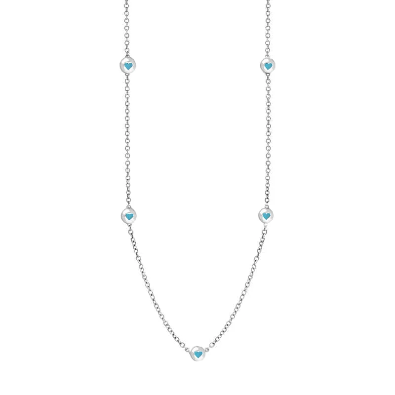 unique chain necklaces designs9ct White Gold Turquoise Heart Link Disc Chain Necklace unique chain necklaces designs9ct White Gold Turquoise Heart Link Disc Chain Necklace