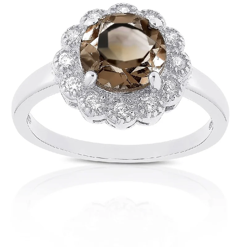 Iolite Gemstone Rings in 10K Gold with a Twisted Band for a Distinctive and Stylish AccessoryDolce Giavonna Sterling Silver Smokey Quartz and White Topaz Flower Ring Iolite Gemstone Rings in 10K Gold with a Twisted Band for a Distinctive and Stylish AccessoryDolce Giavonna Sterling Silver Smokey Quartz and White Topaz Flower Ring