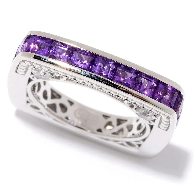 Jasper Gemstone Rings in 18K Gold Vermeil with a Matte Finish for a Subtle and Elegant LookSterling Silver African Amethyst & White Zircon Square Band Ring Jasper Gemstone Rings in 18K Gold Vermeil with a Matte Finish for a Subtle and Elegant LookSterling Silver African Amethyst & White Zircon Square Band Ring