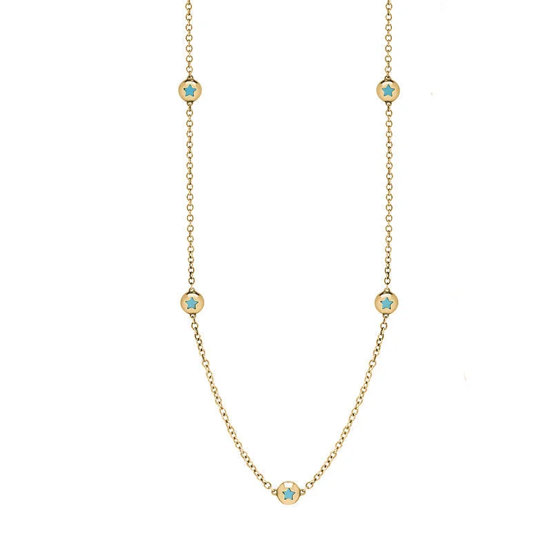 pendant chain necklaces themes18ct Yellow Gold Turquoise Star Link Disc Chain Necklace pendant chain necklaces themes18ct Yellow Gold Turquoise Star Link Disc Chain Necklace