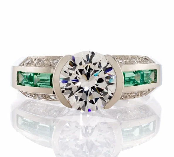 Men's Sapphire Engagement Rings in 18K White Gold with Pave Diamond AccentsRound Cubic Zirconia Faux Emerald Accent Engagement Ring In Sterling Silver Men's Sapphire Engagement Rings in 18K White Gold with Pave Diamond AccentsRound Cubic Zirconia Faux Emerald Accent Engagement Ring In Sterling Silver