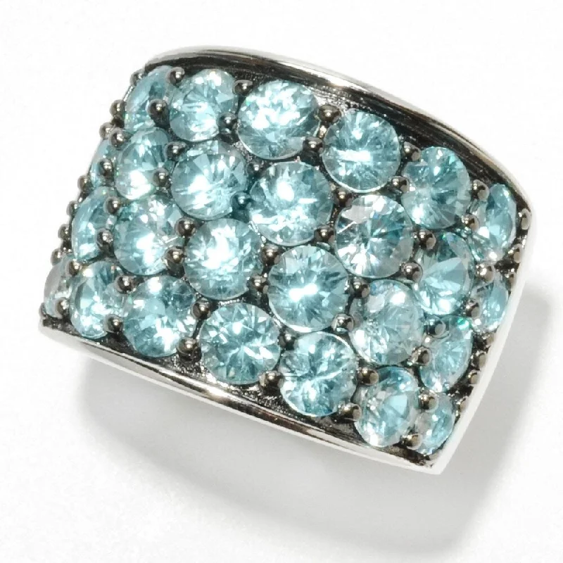 Turquoise Gemstone Rings in 925 Silver with a Southwestern - Inspired Design for a Rustic CharmSterling Silver 8.68ctw Blue Zircon Band Ring Turquoise Gemstone Rings in 925 Silver with a Southwestern - Inspired Design for a Rustic CharmSterling Silver 8.68ctw Blue Zircon Band Ring