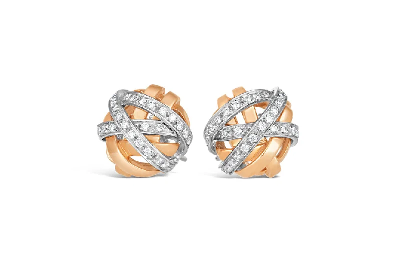 18K White Gold Classic Round - Cut Diamond Wedding Bands for a Timeless and Elegant LookDamiani Two Tone Crossover Diamond Earrings 18K White Gold Classic Round - Cut Diamond Wedding Bands for a Timeless and Elegant LookDamiani Two Tone Crossover Diamond Earrings