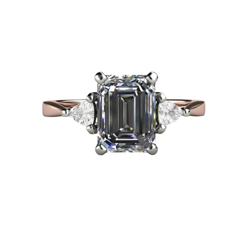 Men's Emerald Engagement Rings with 14K Yellow Gold and Vintage - Style FiligreeGray Moissanite Engagement Ring Emerald Cut 3 Stone with Trillions Men's Emerald Engagement Rings with 14K Yellow Gold and Vintage - Style FiligreeGray Moissanite Engagement Ring Emerald Cut 3 Stone with Trillions