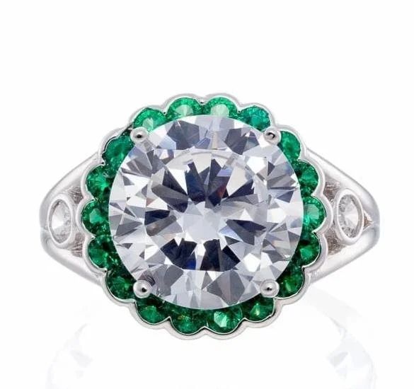 Men's Malachite Engagement Rings in 14K Gold with a Carved Stone CenterpieceRound Cut and Emerald Accent Cubic Zirconia Halo Engagement Ring - White Gold Plated Sterling Silver Men's Malachite Engagement Rings in 14K Gold with a Carved Stone CenterpieceRound Cut and Emerald Accent Cubic Zirconia Halo Engagement Ring - White Gold Plated Sterling Silver