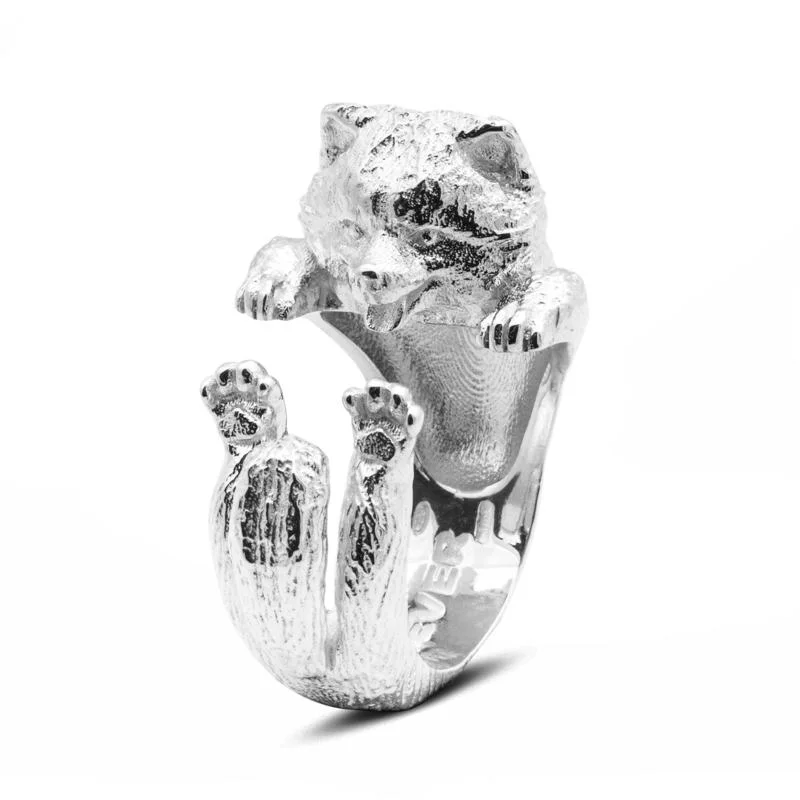 Dog Fever Sterling Silver Pomeranian Spitz Hug ring D