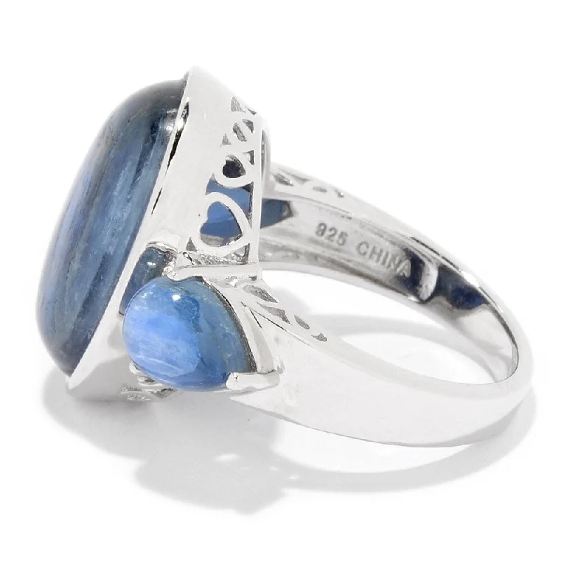 Turquoise Gemstone Rings in 925 Silver with a Southwestern - Inspired Design for a Rustic CharmSterling Silver Multi Shape Kyanite 3-Stone Ring Turquoise Gemstone Rings in 925 Silver with a Southwestern - Inspired Design for a Rustic CharmSterling Silver Multi Shape Kyanite 3-Stone Ring