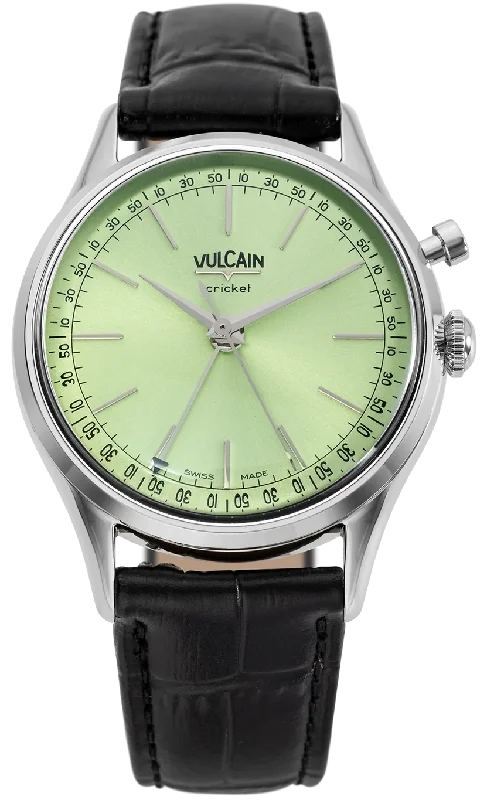 Men's Carbon Fiber - Inlaid Wedding Bands in Stainless Steel for a High - Tech and Stylish DesignVulcain Cricket President 39mm Pistachio Green Men's Carbon Fiber - Inlaid Wedding Bands in Stainless Steel for a High - Tech and Stylish DesignVulcain Cricket President 39mm Pistachio Green