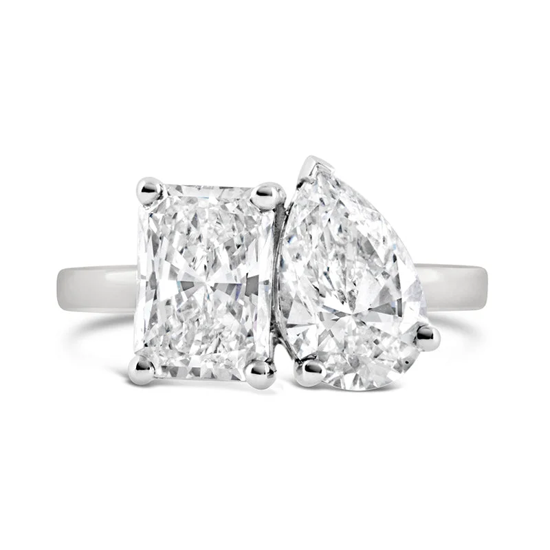 Rectangle & Pear Cut Toi et Moi Engagement Ring 2.93ct