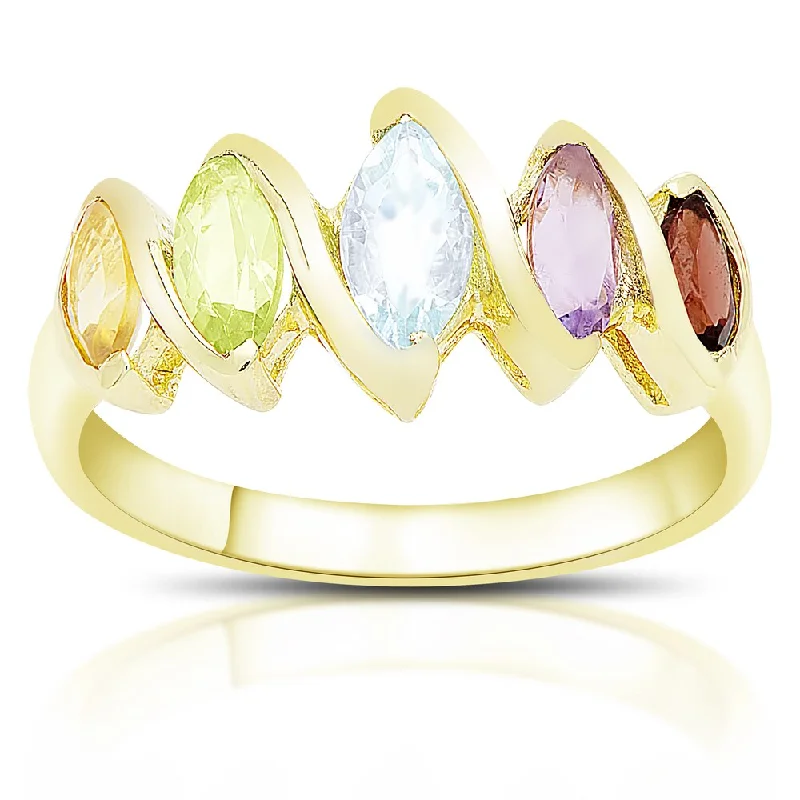 Tourmaline Gemstone Rings in 18K Two - Tone Gold with a Floral - Shaped Setting for a Feminine TouchDolce Giavonna Gold Over Sterling Silver Marquise Gemstone Five Stone Ring Tourmaline Gemstone Rings in 18K Two - Tone Gold with a Floral - Shaped Setting for a Feminine TouchDolce Giavonna Gold Over Sterling Silver Marquise Gemstone Five Stone Ring