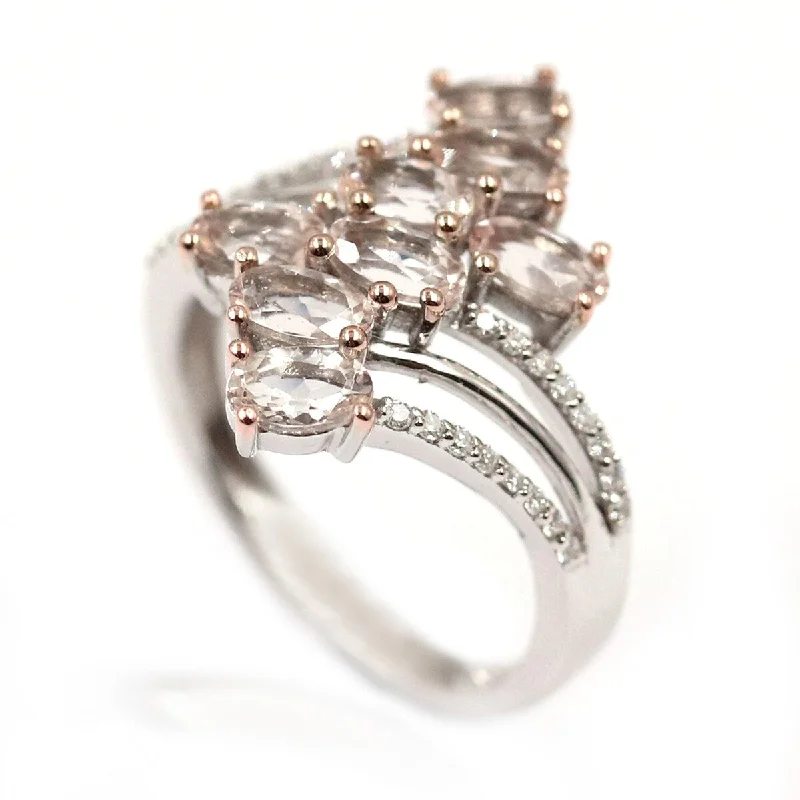 Tourmaline Gemstone Rings in 18K Two - Tone Gold with a Floral - Shaped Setting for a Feminine Touch14KT White Gold Morganite and White Diamond Ring Tourmaline Gemstone Rings in 18K Two - Tone Gold with a Floral - Shaped Setting for a Feminine Touch14KT White Gold Morganite and White Diamond Ring