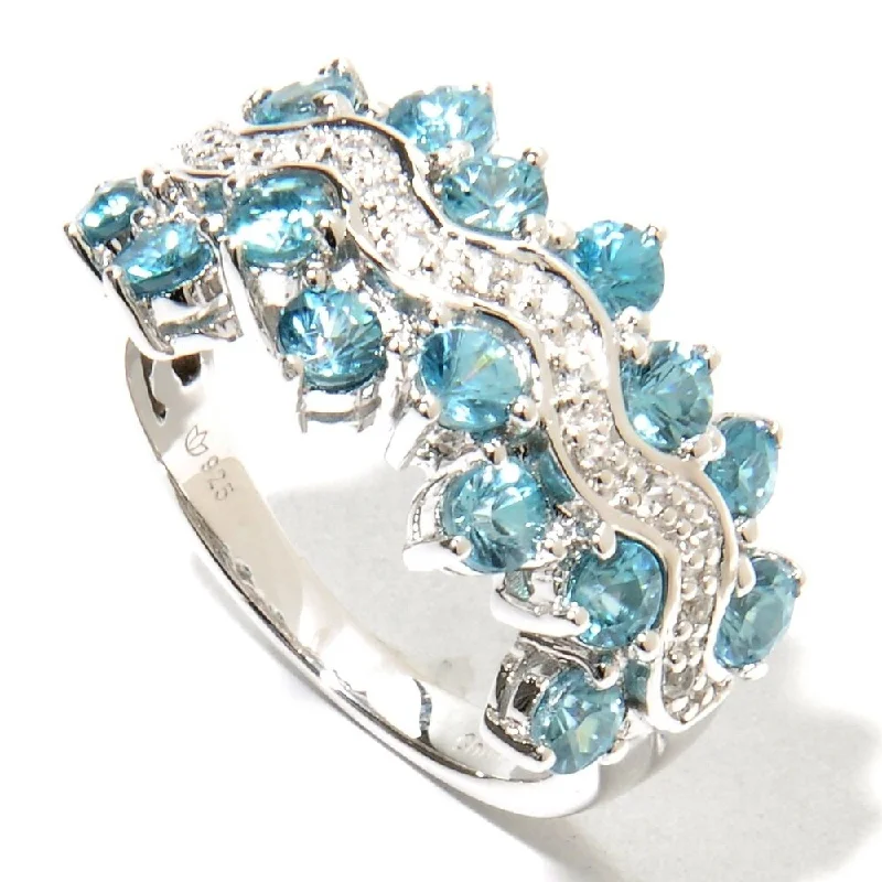 Peridot Gemstone Rings in 14K Gold - Filled Metal with a Pave - Set Band for a Sparkling LookSterling Silver 2.9 ctw Blue & White Zircon Ring Peridot Gemstone Rings in 14K Gold - Filled Metal with a Pave - Set Band for a Sparkling LookSterling Silver 2.9 ctw Blue & White Zircon Ring