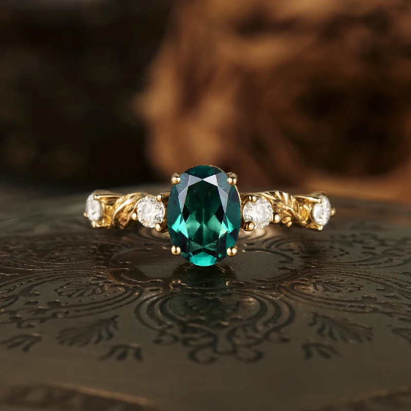 Men's Malachite Engagement Rings in 14K Gold with a Carved Stone CenterpieceGemsMagic Oval Emerald Leaf Engraved Engagement Ring Men's Malachite Engagement Rings in 14K Gold with a Carved Stone CenterpieceGemsMagic Oval Emerald Leaf Engraved Engagement Ring