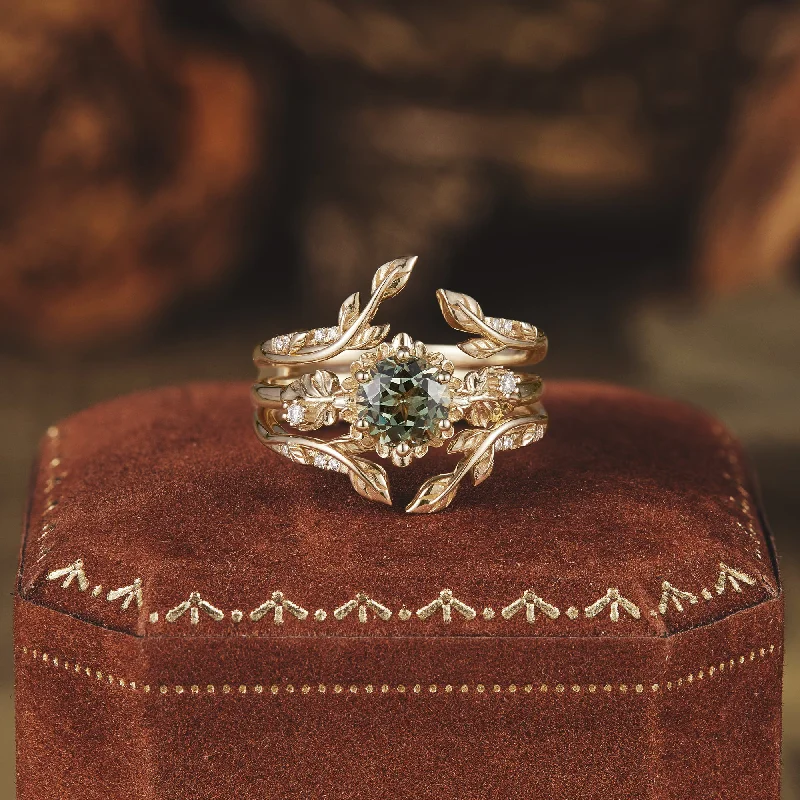 Men's Peridot Engagement Rings in 14K Gold - Filled Metal with a Micro - Pave SettingBeekeeper Garden Ring with Green Sapphire Set Men's Peridot Engagement Rings in 14K Gold - Filled Metal with a Micro - Pave SettingBeekeeper Garden Ring with Green Sapphire Set