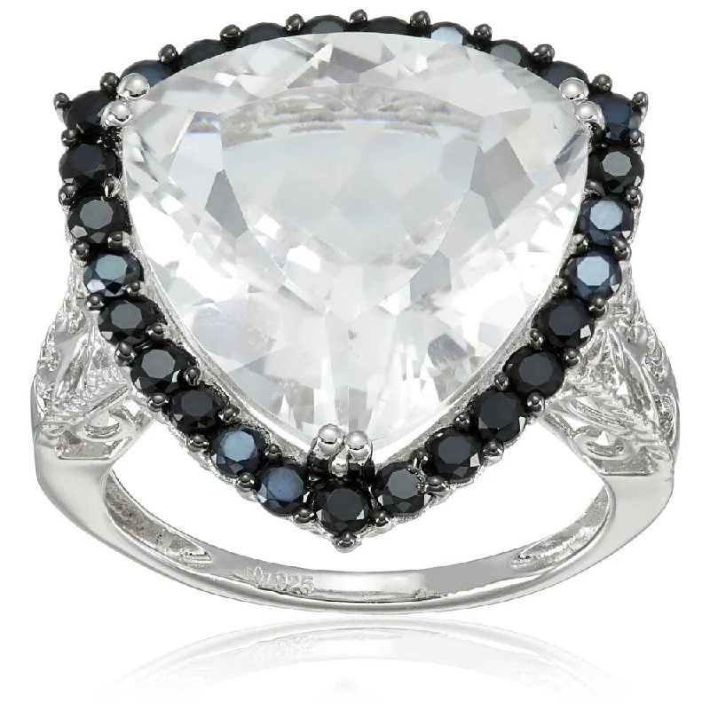 Amethyst Gemstone Rings in Sterling Silver with a Halo of Cubic Zirconia for a Budget - Friendly LuxurySterling Silver White Quartz Trillion Black Spinel Ring, Size 7 Amethyst Gemstone Rings in Sterling Silver with a Halo of Cubic Zirconia for a Budget - Friendly LuxurySterling Silver White Quartz Trillion Black Spinel Ring, Size 7