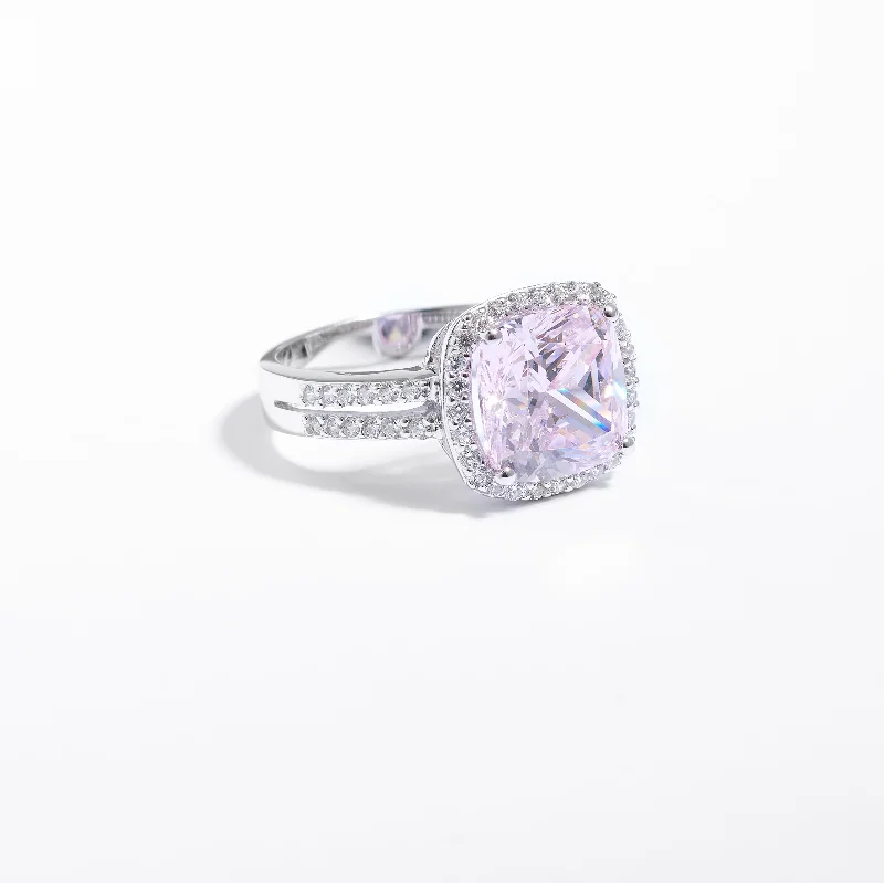 Pearl - and - Diamond - Studded Wedding Bands in White Gold for a Feminine and Elegant TouchSterling Silver Pink Zirconia Cushion Split Shank Ring Pearl - and - Diamond - Studded Wedding Bands in White Gold for a Feminine and Elegant TouchSterling Silver Pink Zirconia Cushion Split Shank Ring