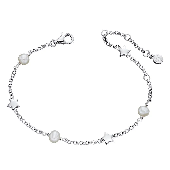 Matte - Black Ceramic Wedding Bands with a Polished Edge for a Sleek and Modern AppearanceAnja Pearl & Star Bracelet Matte - Black Ceramic Wedding Bands with a Polished Edge for a Sleek and Modern AppearanceAnja Pearl & Star Bracelet
