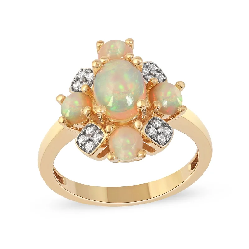 Topaz Gemstone Rings in 10K Gold with a Channel - Set Design for a Contemporary and Durable OptionOpal Gemstone 1/10ct TDW Diamond Halo Ring in 10k Rose Gold Topaz Gemstone Rings in 10K Gold with a Channel - Set Design for a Contemporary and Durable OptionOpal Gemstone 1/10ct TDW Diamond Halo Ring in 10k Rose Gold