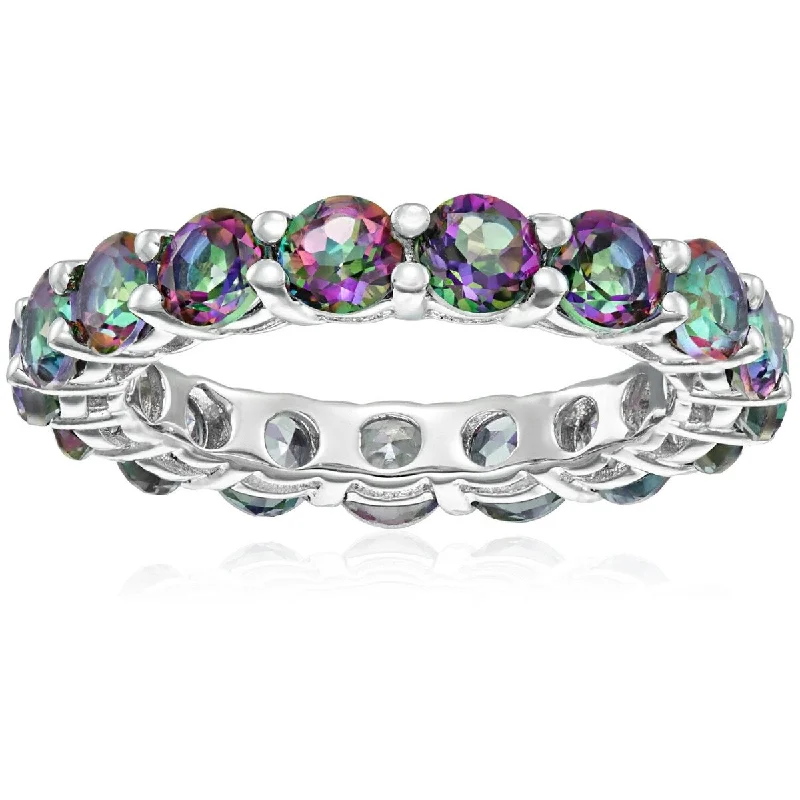 Topaz Gemstone Rings in 10K Gold with a Channel - Set Design for a Contemporary and Durable Option925 Sterling Silver Mystic Topaz Band Ring Topaz Gemstone Rings in 10K Gold with a Channel - Set Design for a Contemporary and Durable Option925 Sterling Silver Mystic Topaz Band Ring