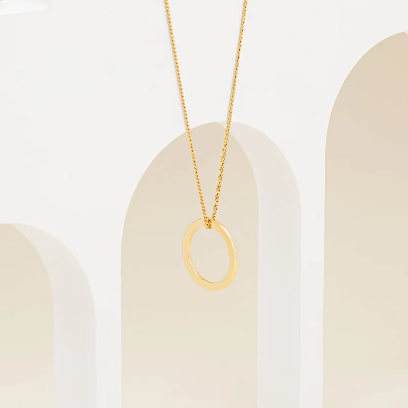 9K Yellow Gold Engravable Circle Pendant