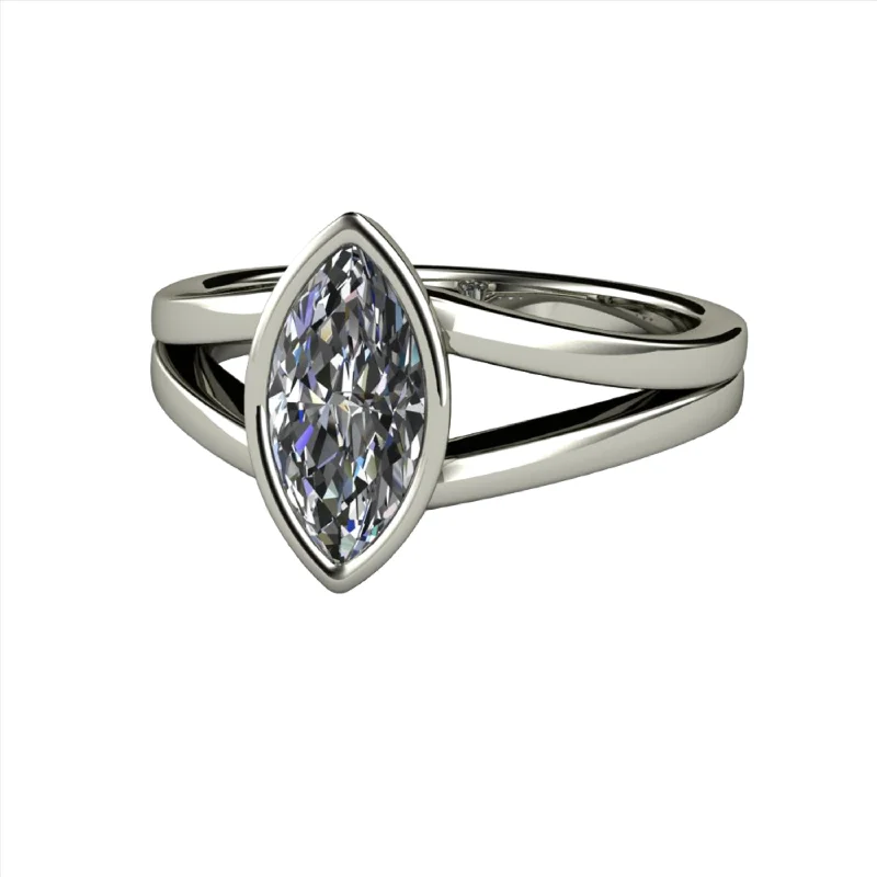 Men's Sapphire Engagement Rings in 18K White Gold with Pave Diamond AccentsMarquise Cut Moissanite Engagement Ring Bezel Set Split Shank Solitaire Men's Sapphire Engagement Rings in 18K White Gold with Pave Diamond AccentsMarquise Cut Moissanite Engagement Ring Bezel Set Split Shank Solitaire
