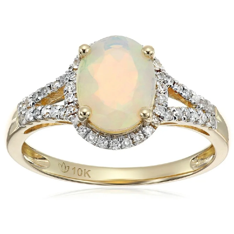 Agate Gemstone Rings in Sterling Silver with a Mosaic - Inspired Inlay for a Bohemian Style10k Yellow Gold Ethiopian Opal and Diamond Oval Ring, Size 7 - White Agate Gemstone Rings in Sterling Silver with a Mosaic - Inspired Inlay for a Bohemian Style10k Yellow Gold Ethiopian Opal and Diamond Oval Ring, Size 7 - White