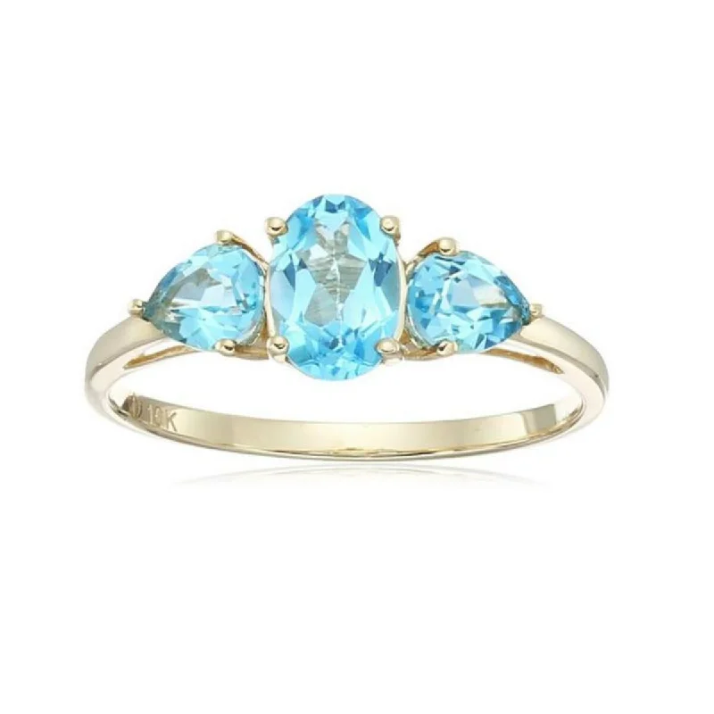Turquoise Gemstone Rings in 925 Silver with a Southwestern - Inspired Design for a Rustic Charm10Kt Gold Swiss Blue Topaz 3-Stone Ring Turquoise Gemstone Rings in 925 Silver with a Southwestern - Inspired Design for a Rustic Charm10Kt Gold Swiss Blue Topaz 3-Stone Ring