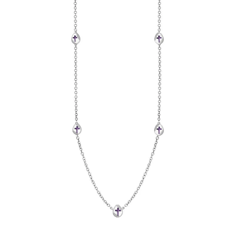 beaded chain necklaces patterns18ct White Gold Blue John Cross Link Disc Chain Necklace beaded chain necklaces patterns18ct White Gold Blue John Cross Link Disc Chain Necklace