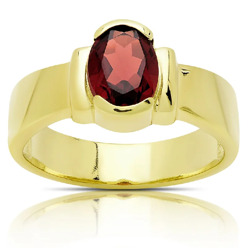 Jasper Gemstone Rings in 18K Gold Vermeil with a Matte Finish for a Subtle and Elegant LookDolce Giavonna Gold Over Sterling Silver Oval Garnet Solitaire Ring Jasper Gemstone Rings in 18K Gold Vermeil with a Matte Finish for a Subtle and Elegant LookDolce Giavonna Gold Over Sterling Silver Oval Garnet Solitaire Ring