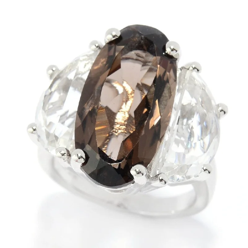 Jasper Gemstone Rings in 18K Gold Vermeil with a Matte Finish for a Subtle and Elegant LookRhodium Over Sterling Silver 13ctw Smoky Quartz & White Quartz Cocktail Ring Jasper Gemstone Rings in 18K Gold Vermeil with a Matte Finish for a Subtle and Elegant LookRhodium Over Sterling Silver 13ctw Smoky Quartz & White Quartz Cocktail Ring