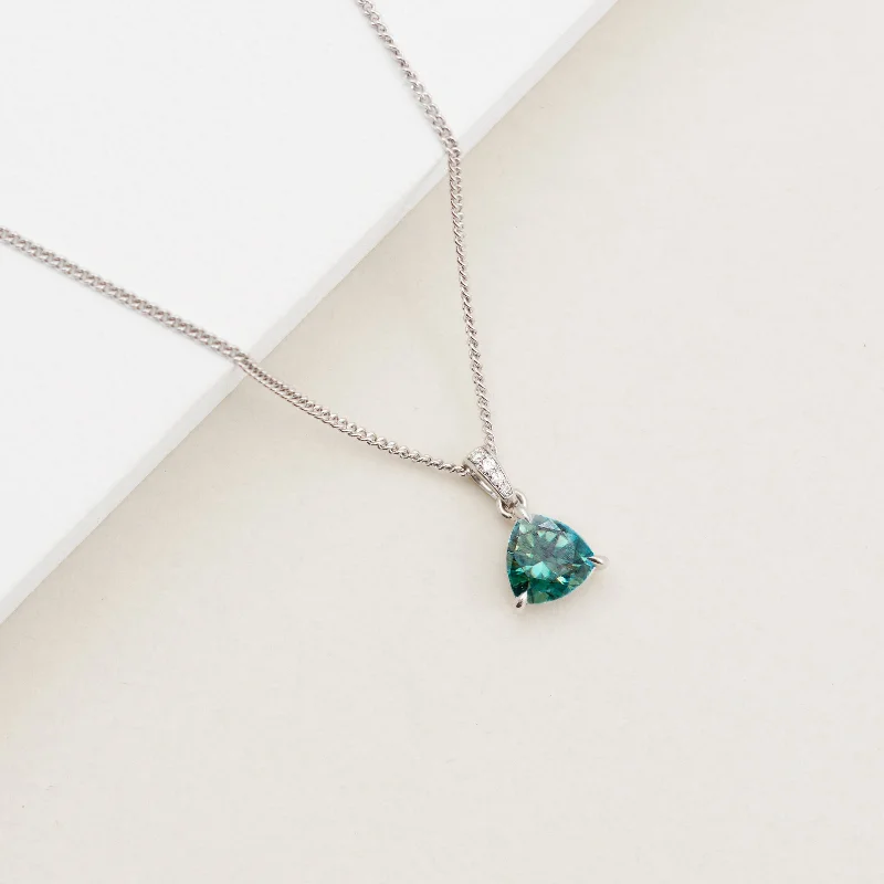 9K White Gold Trilliant Cut Created Alexandrite Pendant