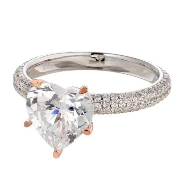 Men's Ruby Engagement Rings in Rose Gold with a Solitaire Design for a Romantic GestureHeart Cut Cubic Zirconia and Round Cut Pave Engagement Ring In Sterling Silver Men's Ruby Engagement Rings in Rose Gold with a Solitaire Design for a Romantic GestureHeart Cut Cubic Zirconia and Round Cut Pave Engagement Ring In Sterling Silver