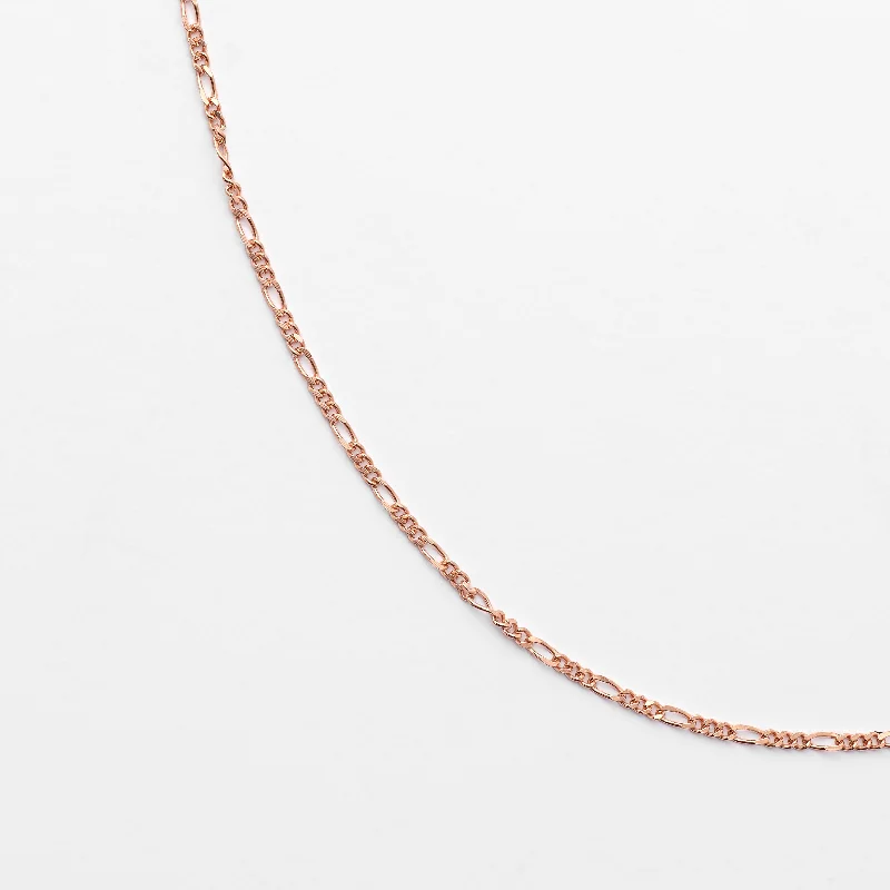9K Rose Gold Diamond Cut 1+3 Figaro Chain