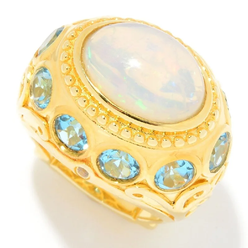 Jasper Gemstone Rings in 18K Gold Vermeil with a Matte Finish for a Subtle and Elegant Look14 x 10mm Oval Ethiopian Opal & Swiss Blue Topaz Etruscan Ring Jasper Gemstone Rings in 18K Gold Vermeil with a Matte Finish for a Subtle and Elegant Look14 x 10mm Oval Ethiopian Opal & Swiss Blue Topaz Etruscan Ring