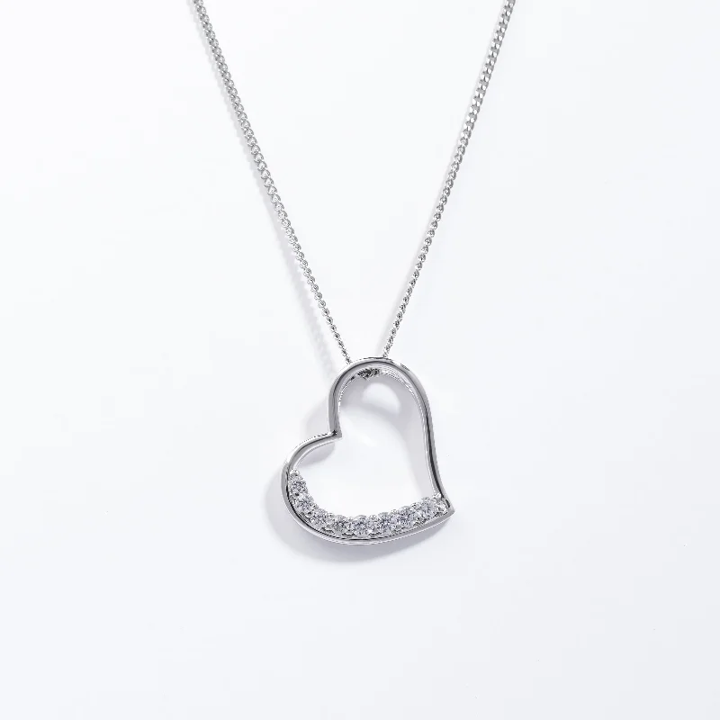 Two - Tone Gold and Silver Wedding Bands with a Twist Design for a Contemporary and Eye - Catching StyleSterling Silver Zirconia Angled Heart Pendant