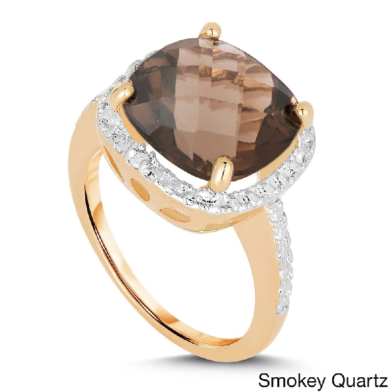 Jasper Gemstone Rings in 18K Gold Vermeil with a Matte Finish for a Subtle and Elegant LookDolce Giavonna Gold-over-Silver 1/10 CT TW Diamond and Gemstone Ring Jasper Gemstone Rings in 18K Gold Vermeil with a Matte Finish for a Subtle and Elegant LookDolce Giavonna Gold-over-Silver 1/10 CT TW Diamond and Gemstone Ring