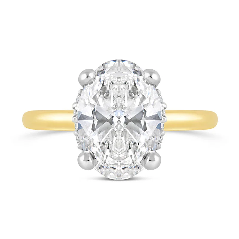 Oval Solitaire Hidden Halo Engagement Ring 2ct
