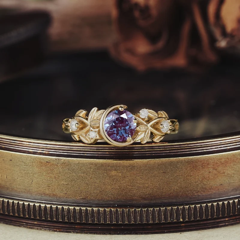 Men's Malachite Engagement Rings in 14K Gold with a Carved Stone CenterpieceCelestial Blossom Alexandrite Moon Inspired Ring - Naomi Men's Malachite Engagement Rings in 14K Gold with a Carved Stone CenterpieceCelestial Blossom Alexandrite Moon Inspired Ring - Naomi
