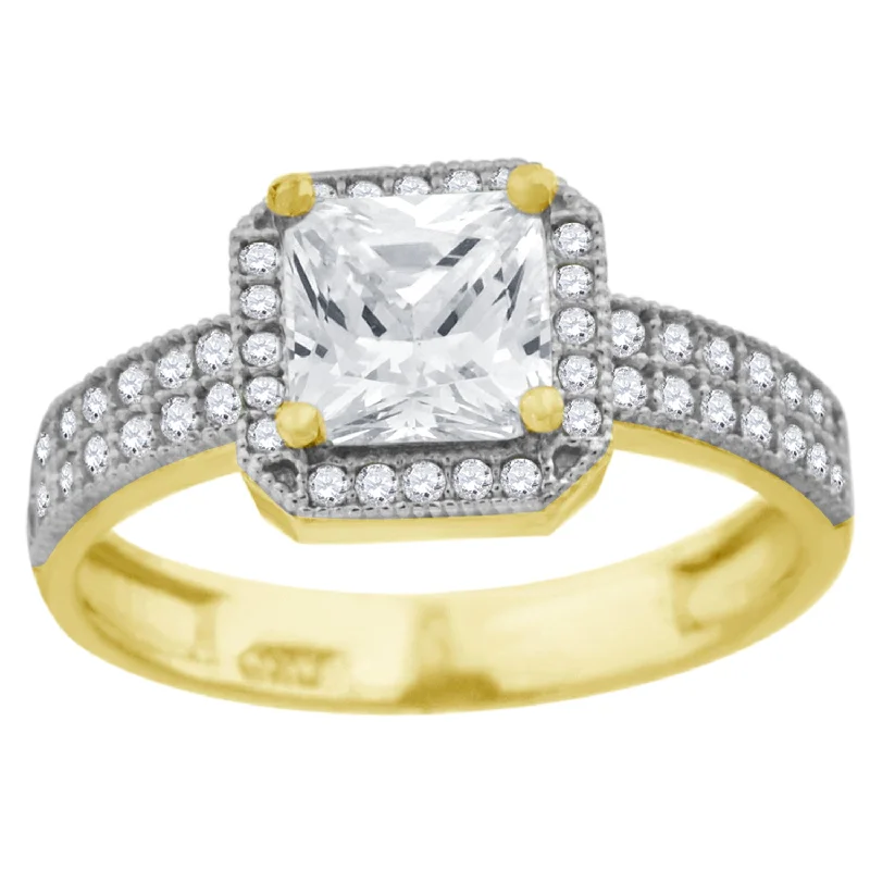 Men's Peridot Engagement Rings in 14K Gold - Filled Metal with a Micro - Pave SettingKeene Jewelers 10kt Two-tone Gold Womens Round And Princess CZ Square Halo Engagement Ring Men's Peridot Engagement Rings in 14K Gold - Filled Metal with a Micro - Pave SettingKeene Jewelers 10kt Two-tone Gold Womens Round And Princess CZ Square Halo Engagement Ring